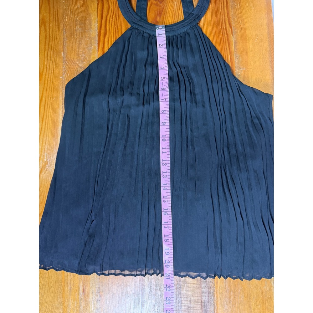 Adrienne Landau Onyx Black Pleated Halter Top Cutout Back NWT Size Large - Picture 5 of 6